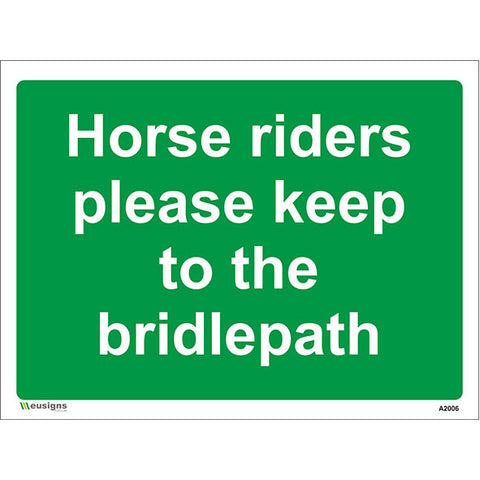 Horse Riders Please Keep To The Bridlepath Sign - Safety Signs & Stickers | Borehamwood Signs