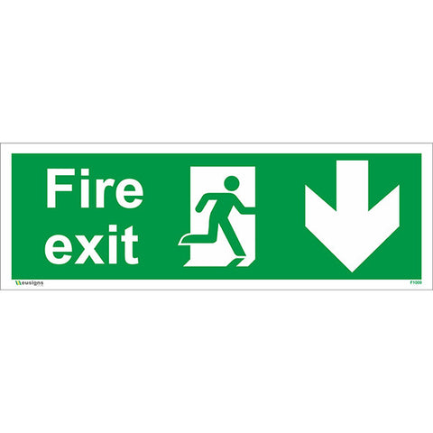 Fire Exit Arrow Down Sign - Safety Signs & Stickers | Borehamwood Signs