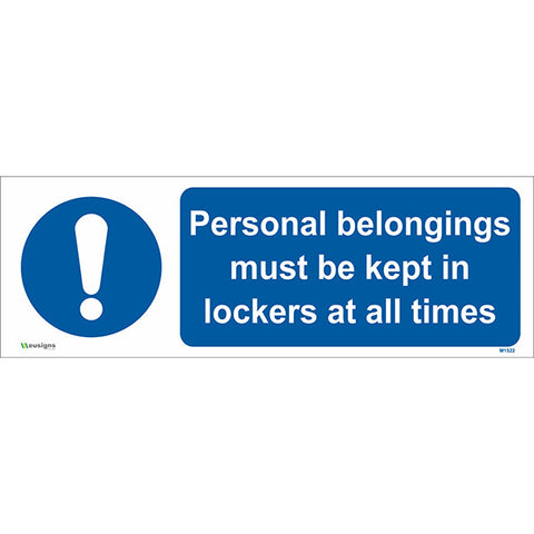 Personal Belongings Must be Kept in Lockers at All Times Sign - Safety Signs & Stickers | Borehamwood Signs