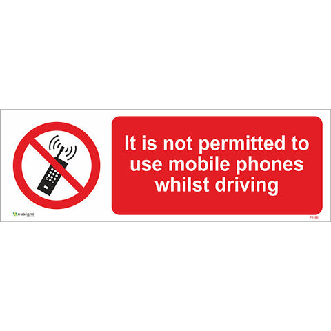 It Is Not Permitted To Use Mobile Phones Whilst Driving Sign - Safety Signs & Stickers | Borehamwood Signs