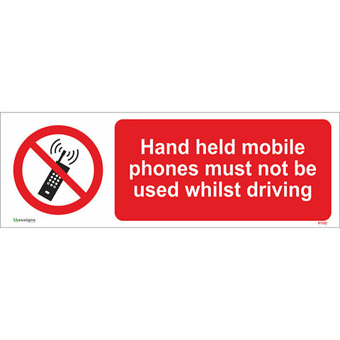 Hand Held Mobile Phones Must Not Be Used Whilst Driving Sign - Safety Signs & Stickers | Borehamwood Signs