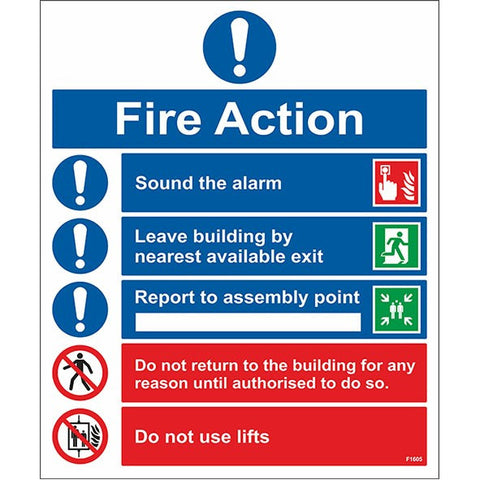 Fire Action Sign - Safety Signs & Stickers | Borehamwood Signs