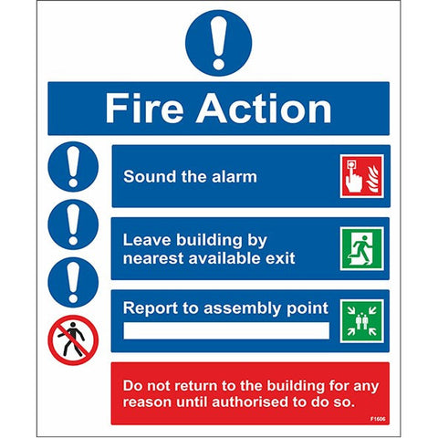 Fire Action Sign - Safety Signs & Stickers | Borehamwood Signs