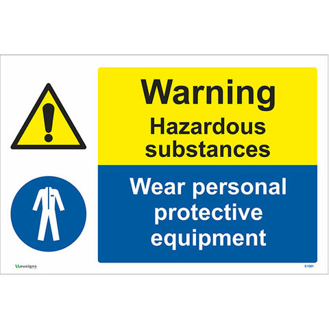 Warning Hazardous Substances Wear Personal Protective Equipment Sign - Safety Signs & Stickers | Borehamwood Signs