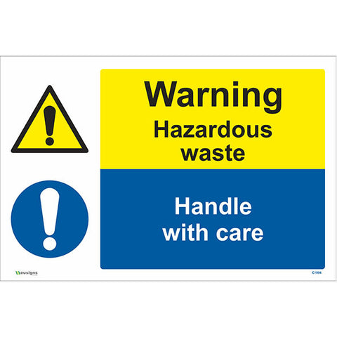 Warning Hazardous Waste Handle With Care Sign - Safety Signs & Stickers | Borehamwood Signs