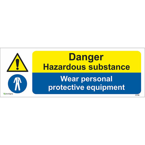 Danger Hazardous Substance Wear Personal Protective Equipment Sign - Safety Signs & Stickers | Borehamwood Signs