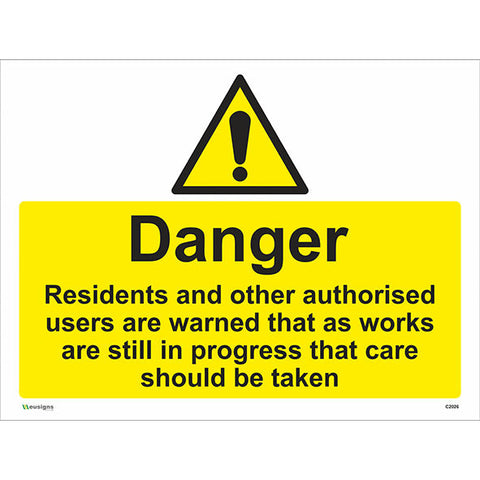Danger Residents and Other Authorised Users Are Warned Sign - Safety Signs & Stickers | Borehamwood Signs