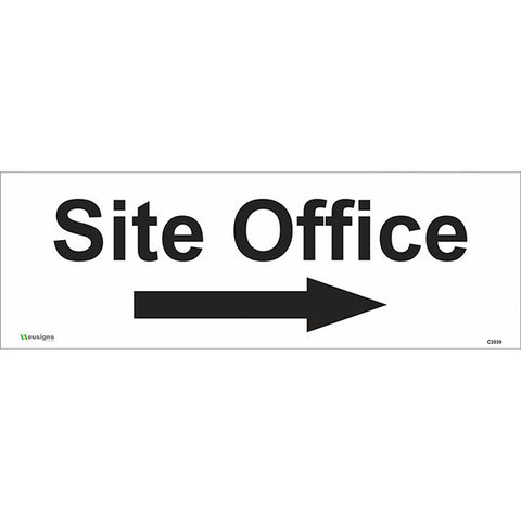 Site Office With Right Arrow Sign - Safety Signs & Stickers | Borehamwood Signs