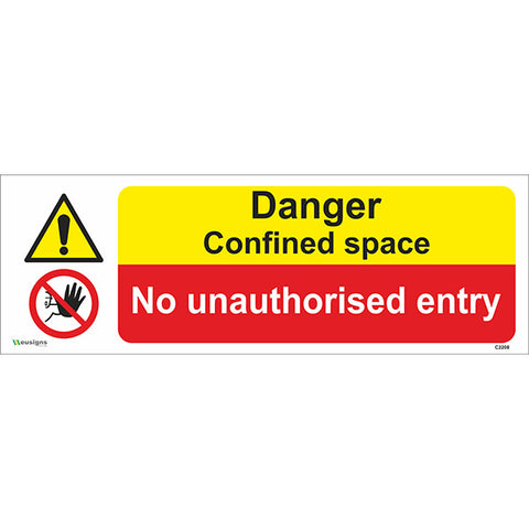 Danger Confined Space/No Unauthorised Entry Sign - Safety Signs & Stickers | Borehamwood Signs
