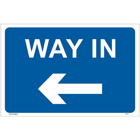 Way In Left Arrow Sign - Safety Signs & Stickers | Borehamwood Signs