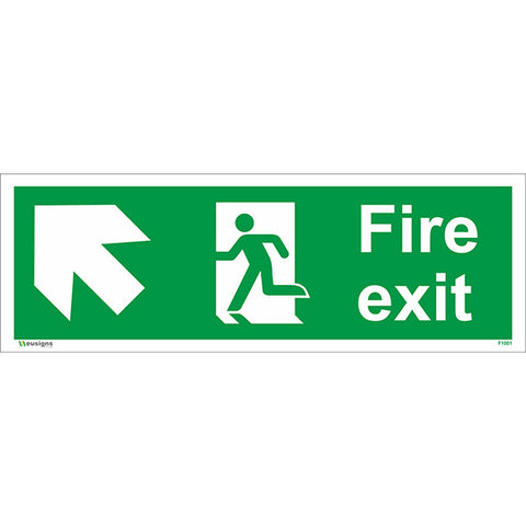 Fire Exit Arrow Up Left Sign - Safety Signs & Stickers | Borehamwood Signs