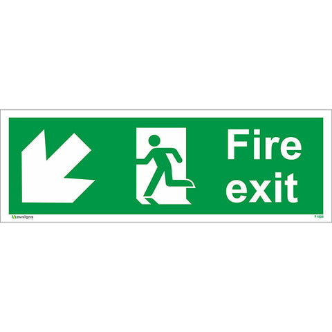 Fire Exit Arrow Down Left Sign - Safety Signs & Stickers | Borehamwood Signs