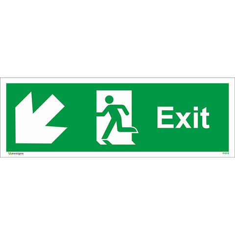 Exit Arrow Running Man Down Left Sign - Safety Signs & Stickers | Borehamwood Signs