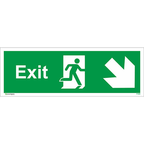 Exit Arrow Running Man Down Right Sign - Safety Signs & Stickers | Borehamwood Signs