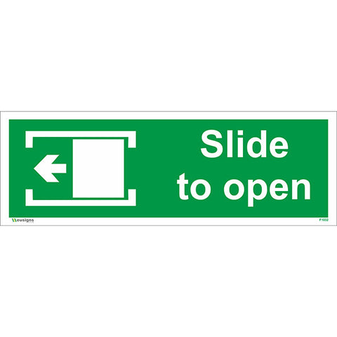 Slide To Open Left Sign - Safety Signs & Stickers | Borehamwood Signs