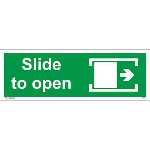 Slide To Open Right Sign - Safety Signs & Stickers | Borehamwood Signs