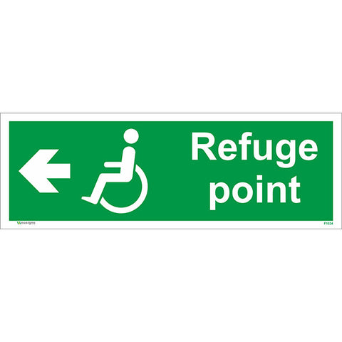 Refuge Point Arrow Left Sign - Safety Signs & Stickers | Borehamwood Signs