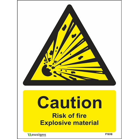 Caution Risk Of Fire Explosive Material Sign - Safety Signs & Stickers | Borehamwood Signs