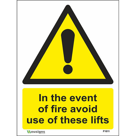 In The Event Of Fire Avoid Use Of These Lifts Sign - Safety Signs & Stickers | Borehamwood Signs