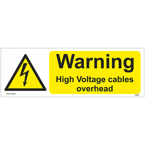 Warning High Voltage Cables Overhead Sign - Safety Signs & Stickers | Borehamwood Signs