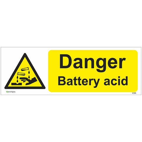 Danger Battery Acid Sign - Safety Signs & Stickers | Borehamwood Signs