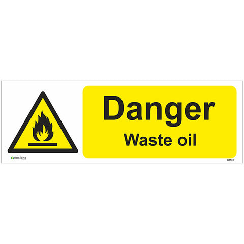 Danger Waste Oil Sign - Safety Signs & Stickers | Borehamwood Signs