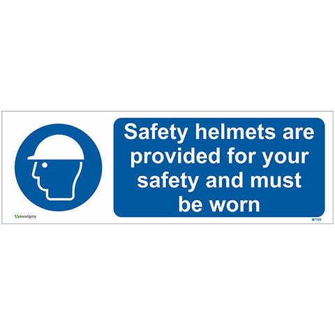 Safety Helmets Are Provided For Your Safety And Must Be Worn Sign - Safety Signs & Stickers | Borehamwood Signs
