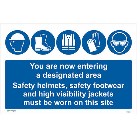 You are now entering  a designated area Sign - Safety Signs & Stickers | Borehamwood Signs