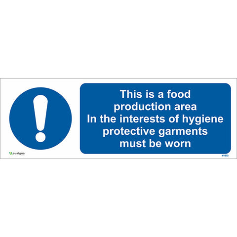 This is a Food Production Area In The Interests of Hygiene Protective Garments Must be Worn Sign - Safety Signs & Stickers | Borehamwood Signs