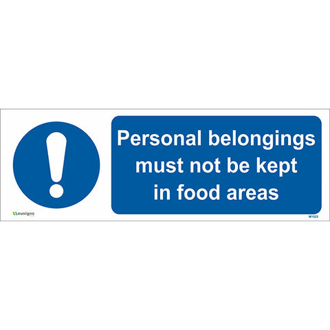 Personal Belongings Must not be Kept in Food Areas Sign - Safety Signs & Stickers | Borehamwood Signs