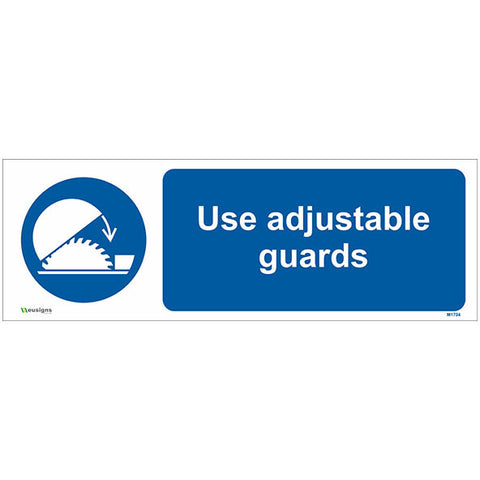 Use Adjustable Guards Sign - Safety Signs & Stickers | Borehamwood Signs