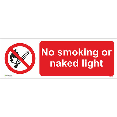 No Smoking Or Naked Light Sign - Safety Signs & Stickers | Borehamwood Signs