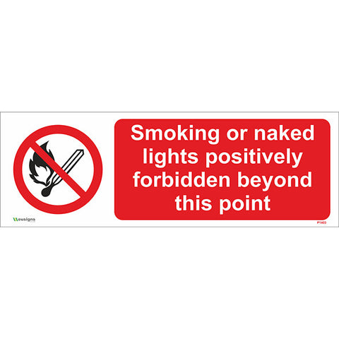 Smoking Or Naked Lights Positively Forbidden Beyond This Point Sign - Safety Signs & Stickers | Borehamwood Signs