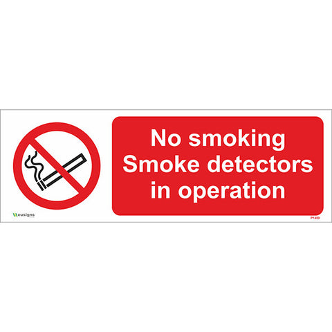 No Smoking Smoke Detectors In Operation Sign - Safety Signs & Stickers | Borehamwood Signs