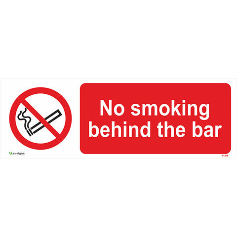 No Smoking Behind The Bar Sign - Safety Signs & Stickers | Borehamwood Signs