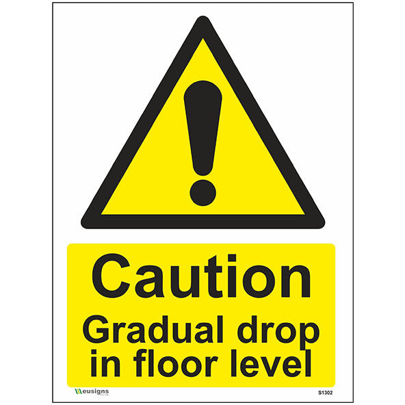 Caution Gradual Drop In Floor Level Sign - Safety Signs & Stickers ...