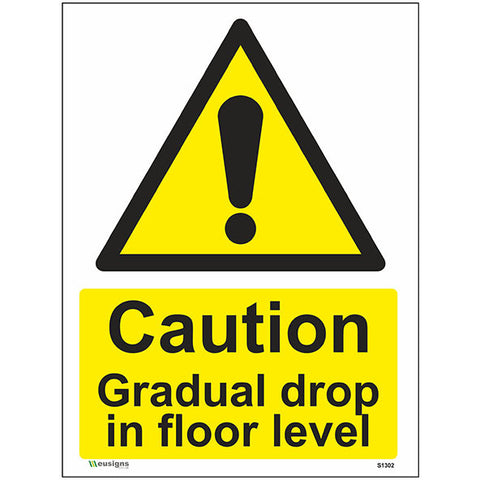 Caution Gradual Drop In Floor Level Sign - Safety Signs & Stickers | Borehamwood Signs