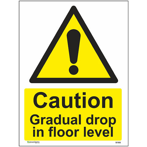 Level G Sign Caution Gradual Drop In Floor Level Sign - Safety Signs & Stickers ...