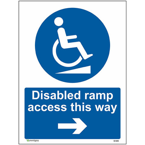 Disabled Ramp Access This Way Right Arrow Sign - Safety Signs & Stickers | Borehamwood Signs