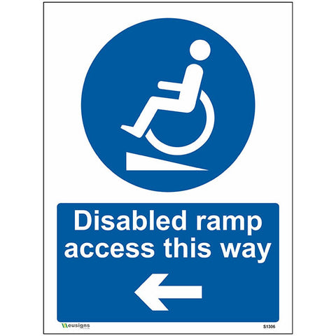 Disabled Ramp Access This Way Left Arrow Sign - Safety Signs & Stickers | Borehamwood Signs