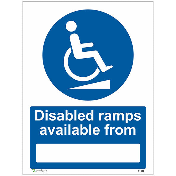 Portable Ramp Available. Sign Disabled Ramps Available From Sign - Safety Signs & Stickers ...