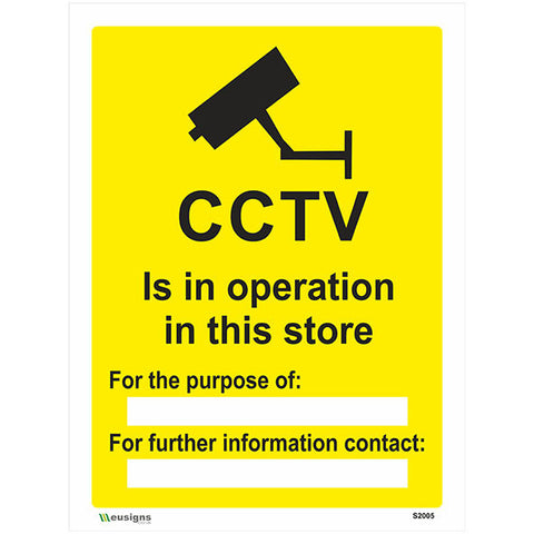 CCTV Is In Operation In This Store Sign - Safety Signs & Stickers | Borehamwood Signs