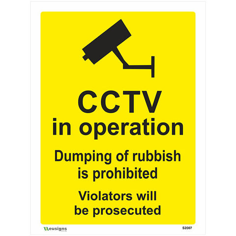 CCTV In Operation Dumping Of Rubbish Is Prohibited Sign - Safety Signs & Stickers | Borehamwood Signs
