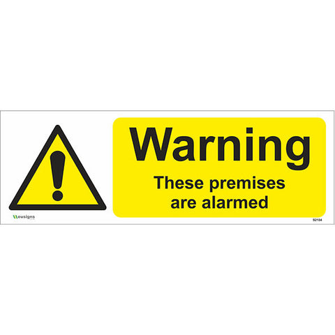 Warning These Premises Are Alarmed Sign - Safety Signs & Stickers | Borehamwood Signs